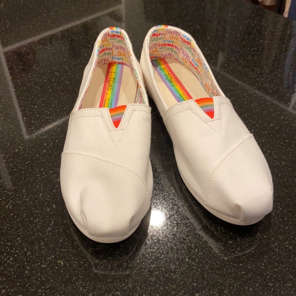 White Canvas Toms Size W10 - image 1